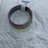 Stainless Steel Sliver Metallic Rainbow Love Ring Unisex Sliver Tone Size 12