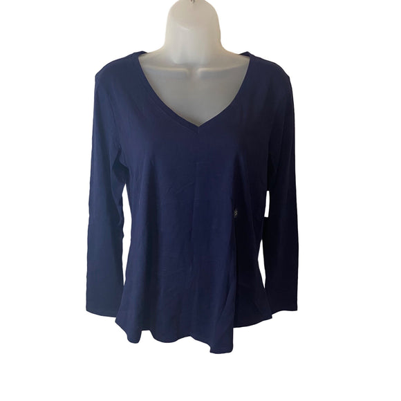 New York & Company Women’s Top Long Sleeve Cotton Shirt Blue Size S