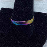 Stainless Steel Unisex Heart Arrow Rainbow Ring Band Size 1