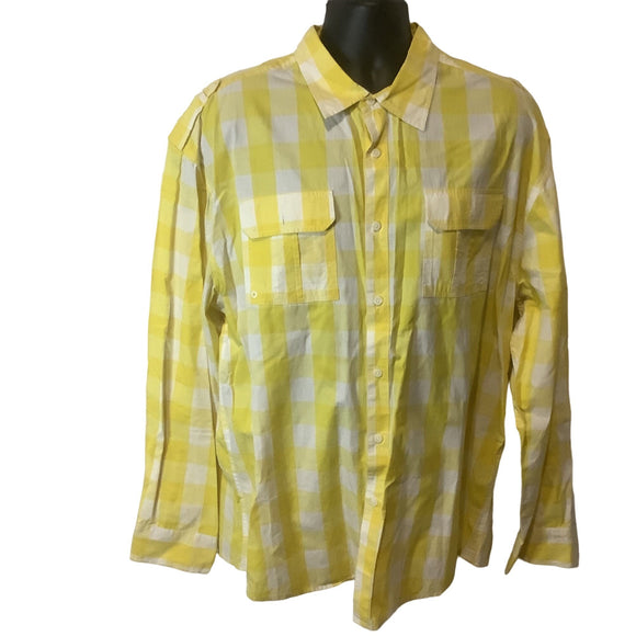 Ecko Unltd Men’s Checkered Long Sleeves Button Down Top Shirt Size 3XL Yellow