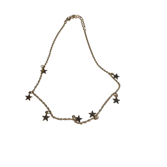 Simple Women’s Choker Chain Star Necklace Gold Tone