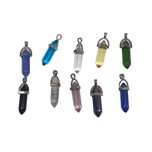 Fashion Natural Stone Crystal Pillar Pendants Pendulum Column Agates Charms For Jewelry Making DIY Necklace
