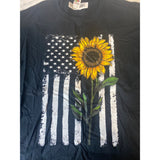 Fruit Of The Loom Women’s Graphic T-Shirt Floral Flag Black Size XL