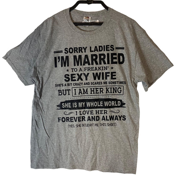 Sorry Ladies I'm Married To A Freaking Awesome Wife T-Shirt Men’s Grey Size L