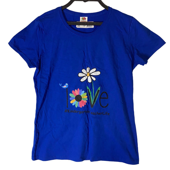 Love Kindergarten Teacher Life Fruit Of The Loom Women’s T-Shirt Blue Size L