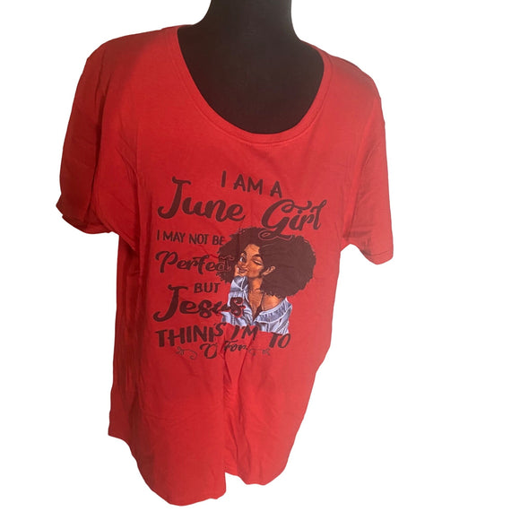 Fruit Of The Loom June Girl Red T-Shirt Women’s Size 3XL