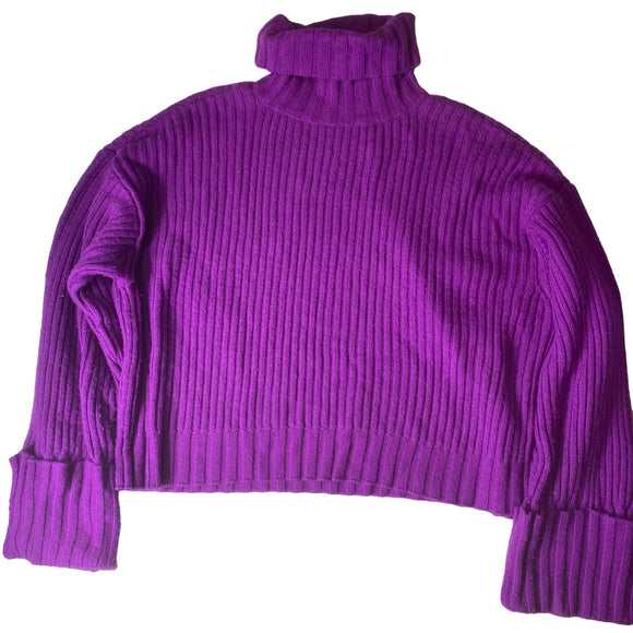 Nine West Women’s Wool Sweater Turtle Neck Long Sleeves Size Large Purple