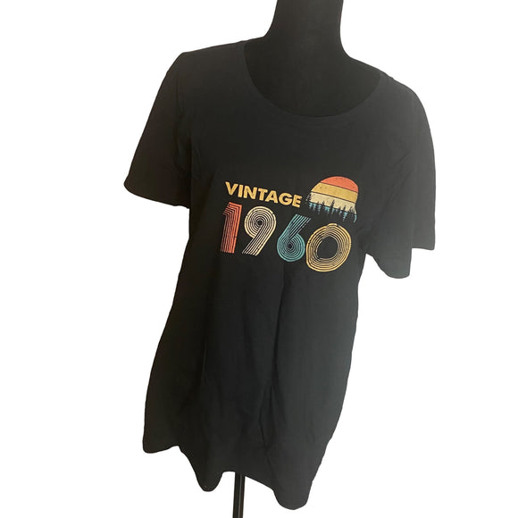 Vintage 1960 Fruit Of The Loom Women’s T-Shirt Black Size 3XL