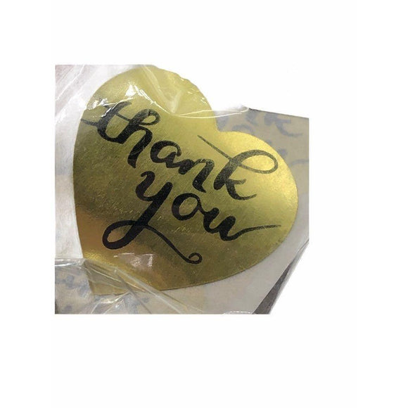 Gold Heart Thank You Stickers 500pcs 1in