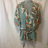 Shein Curve Women’s Floral Wrap V-Neck Short Sleeves Shirt Blouse Size 3XL