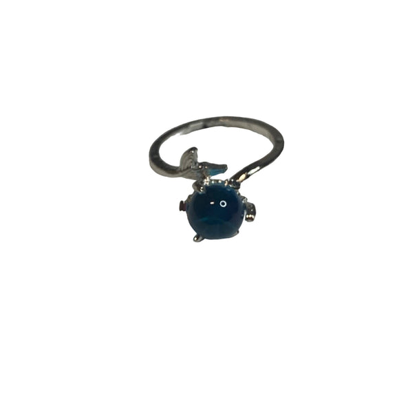 Sliver Open Blue Crystal Mermaid Bubble Rings Women’s Adjustable Finger Ring