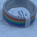 NYC Fashion LGBT Pride Flag 316L Stainless Steel Ring Unisex Rainbow Size 13