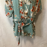 Shein Curve Women’s Floral Wrap V-Neck Short Sleeves Shirt Blouse Size 3XL