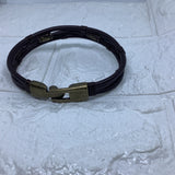 Leather Bracelet Unisex Fabric Leather Bangle Wrap WristBand Rope Brown