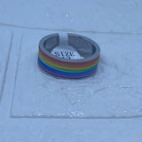 NYC Fashion LGBT Pride Flag 316L Stainless Steel Ring Unisex Rainbow Size 13