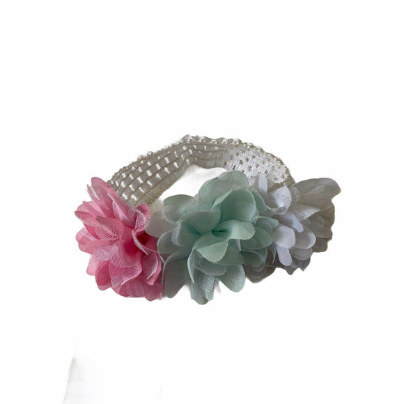 Baby Girls Chiffon Flower Elastic Headband Knit Hair Band Head Wraps Headwear
