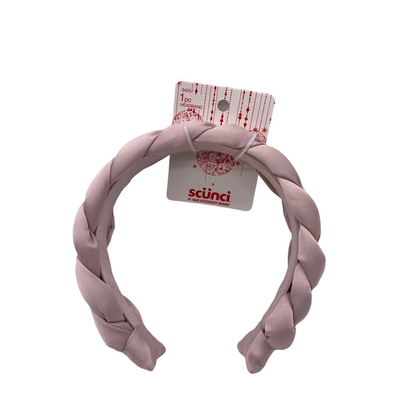 Scunci Braided Satin Feel Headband Dusty Pink Color New