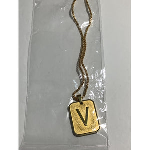 Stainless Steel Initial V Necklace Gold Tone Unisex