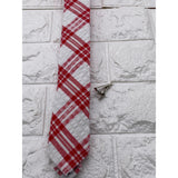 Skinny Tie Madness - Men’s Plaid Tie Red White -SkM2116