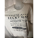 I’m A Lucky Man I Have A Freaking Awesome Wife Men’s Graphic T-Shirt Grey XL