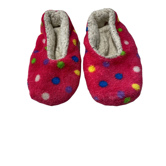 Toddler Girl Pink Slippers with Polka Dots Size 7-8