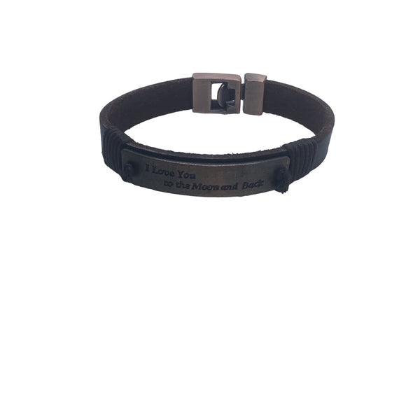 Stainless Steel Leather Bracelet Men's Leather Rope Wrist Bracelet