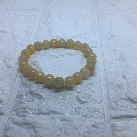 Gemstone Natural Yellow Quartz Round Bead Ball 8MM Stretch Bracelet Unisex