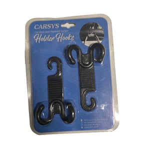 Carsys Car Holder Hooks Car Back Seat Headrest Hanger Black 2 Hooks