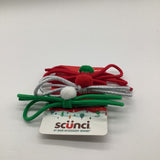 Scunci Christmas Xmas Color Elastic Bow No Pull Hair Ties 12545