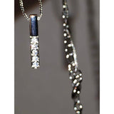 Penta-Crystal Bar Charm Necklace White Gold