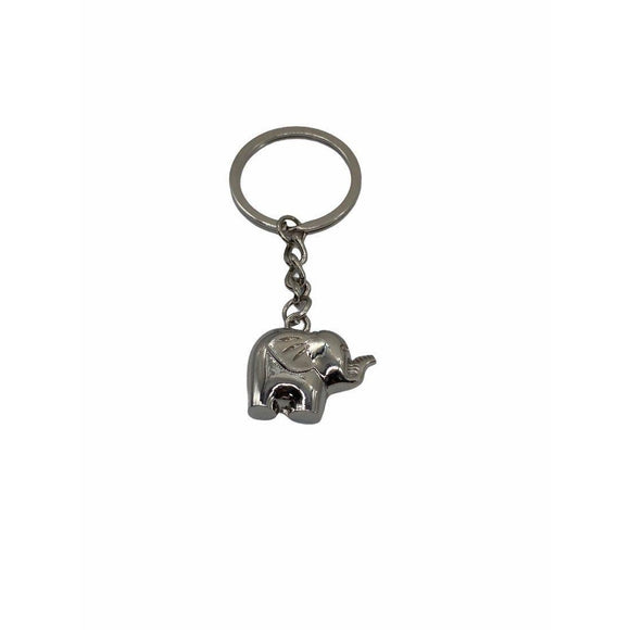 Metallic Elephant Keychain Sliver Tone