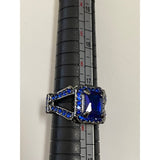 Blue Sapphire Black Rhodium Plated Engagement Ring Size 7 Women’s