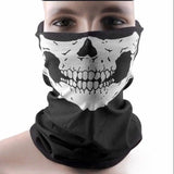 Motorcycle Helmet Skull Neck Face Mask White & Black