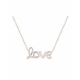 Love Rhinestones Chain Necklace Rose Gold And White