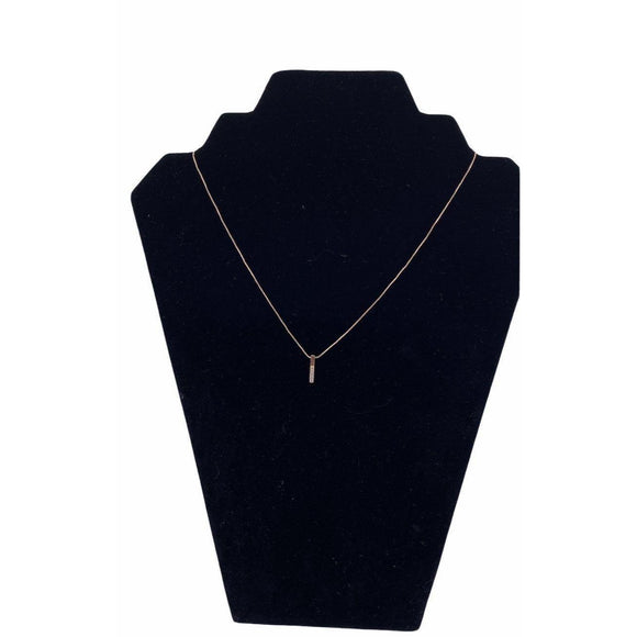 Penta-Crystal Bar Charm Necklace Rose Gold