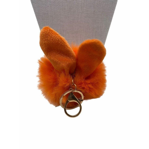 Fur Ball with Bunny Ears Keychain Orange