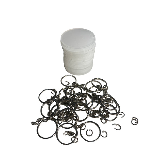 24 Pieces Blank Clear Acrylic Keychains with 24 Metal Rings 2” Diameter DIY Craft Project