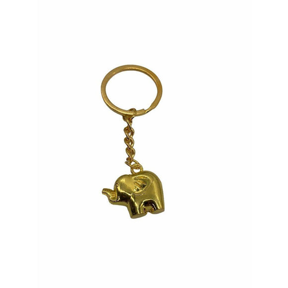 Metallic Elephant Keychain Golden Tone