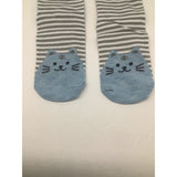 Cute Cat Knit Socks Women’s Horizontal Striped Socks Cotton Grey