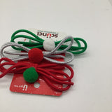 Scunci Christmas Xmas Color Elastic Bow No Pull Hair Ties 12545