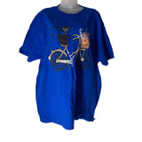 Black Cat On Bike Fruit Of The Loom T-Shirt Women’s Blue Size X-Large