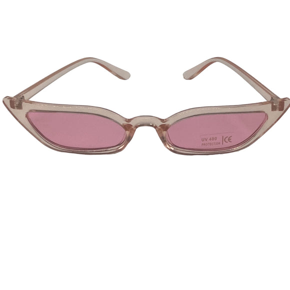 Small Frame Transparent Ocean Piece Cat Eye Sunglasses Pink
