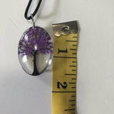 Creative Lifelike 7 Colors Tree of Life Oval Shape Pendant Necklace Purple
