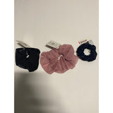 Scunci Scrunchies Real Style 3 Pack Pink Black Dot & Navy Bead New