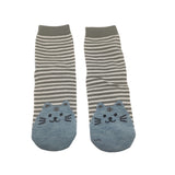 Cute Cat Knit Socks Women’s Horizontal Striped Socks Cotton Grey