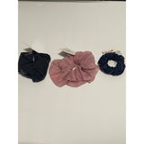 Scunci Scrunchies Real Style 3 Pack Pink Black Dot & Navy Bead New