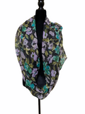 Infinity Scarf Women’s Black Floral Print 100% Polyester L35in H31in