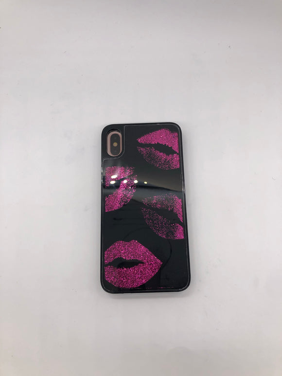 Onn iPhone Plus 6.5 2018 Rotate Me Case Black with Pink Kiss Lips