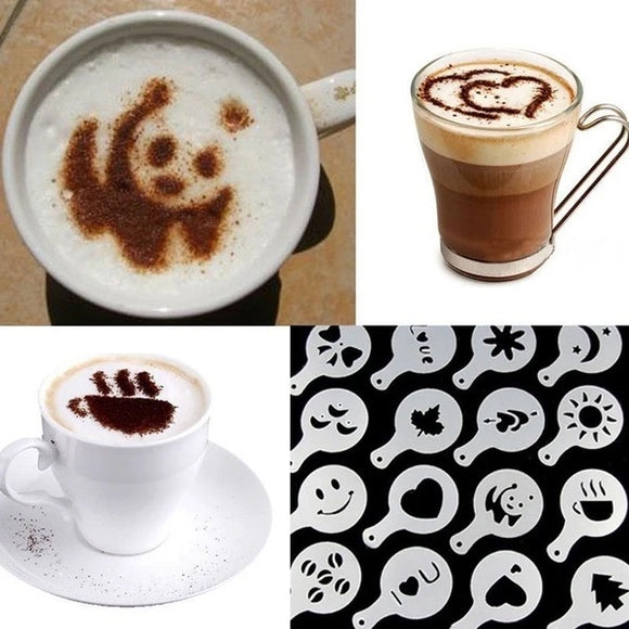 16pcs Hot Valentines Coffee Latte Art Stencils DIY Decorating Cake Cappuccino Foam Tool