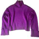 Nine West Women’s Wool Sweater Turtle Neck Long Sleeves Size Large Purple